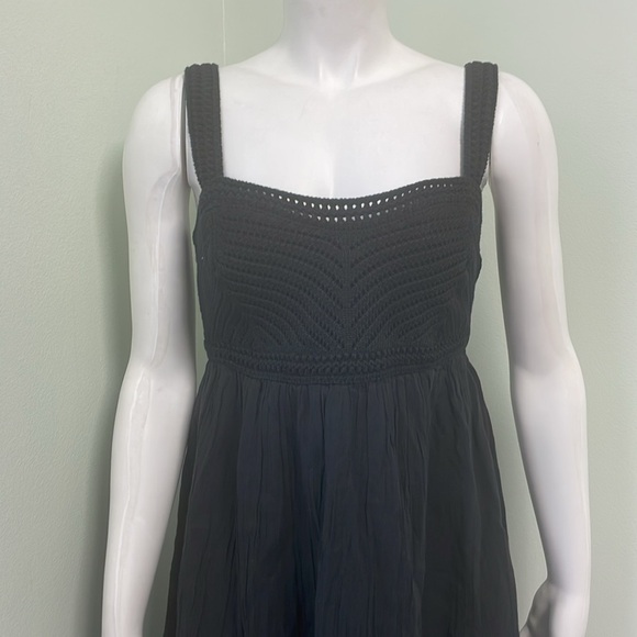 GAP Black Crinkle Crocheted Mini Dress Small NEW - Picture 5 of 11
